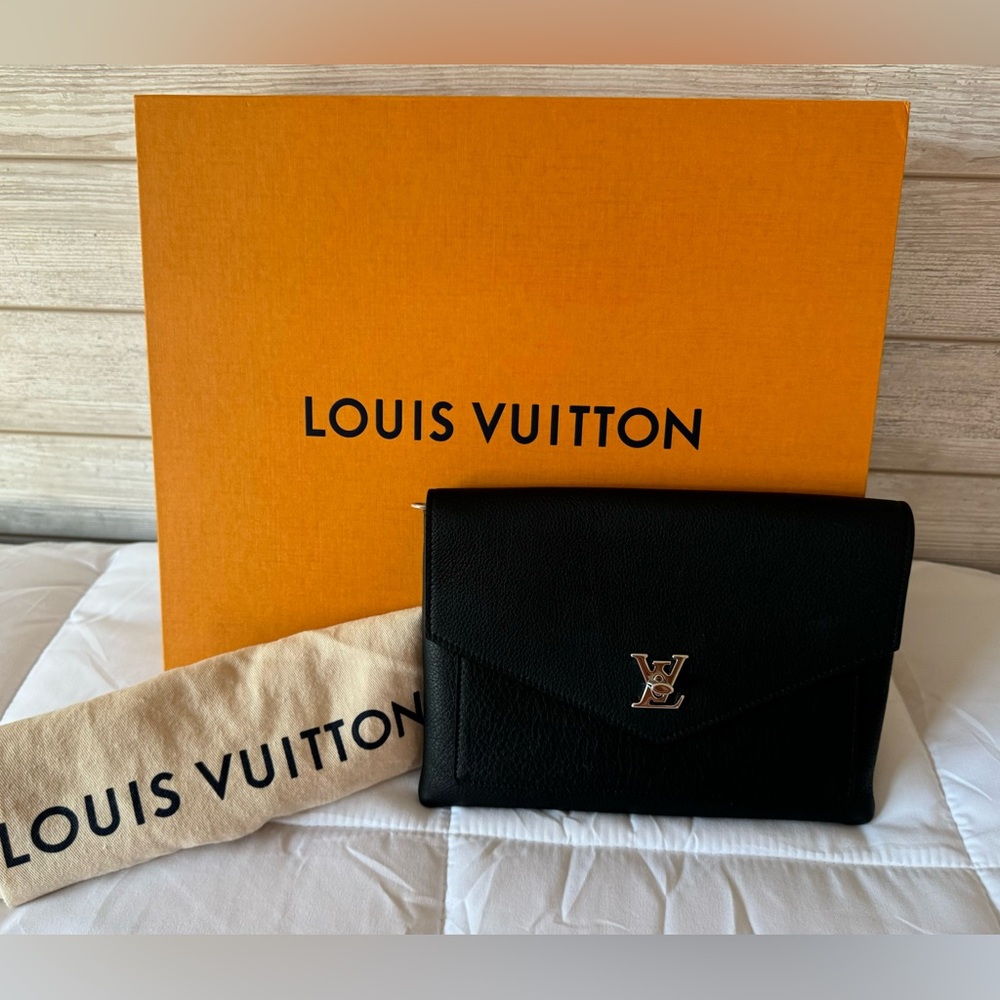 Louis Vuitton Mylockme Pochette Noir Chain Shoulder Crossbody Wristlet Clutch - Picture 2 of 16